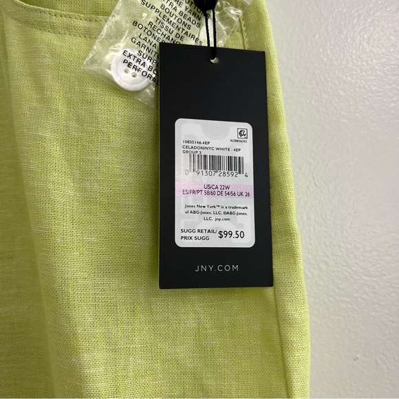 Jones New York NWT Light Green Linen Blend Lagenlook Trousers Pants - Picture 5 of 11